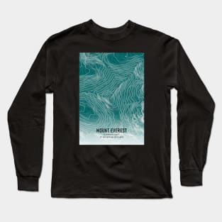 Mount Everest Topographic Map white Long Sleeve T-Shirt